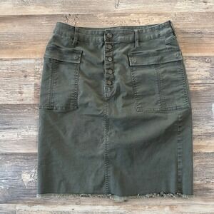 a.n.a Button-Fly Utility Skirt Womens Size 6T green knee length skirt tall women